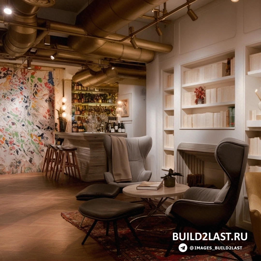 Интерьер ресторана Bibo с уличным искусством и уникальными арт-объектами на стенах