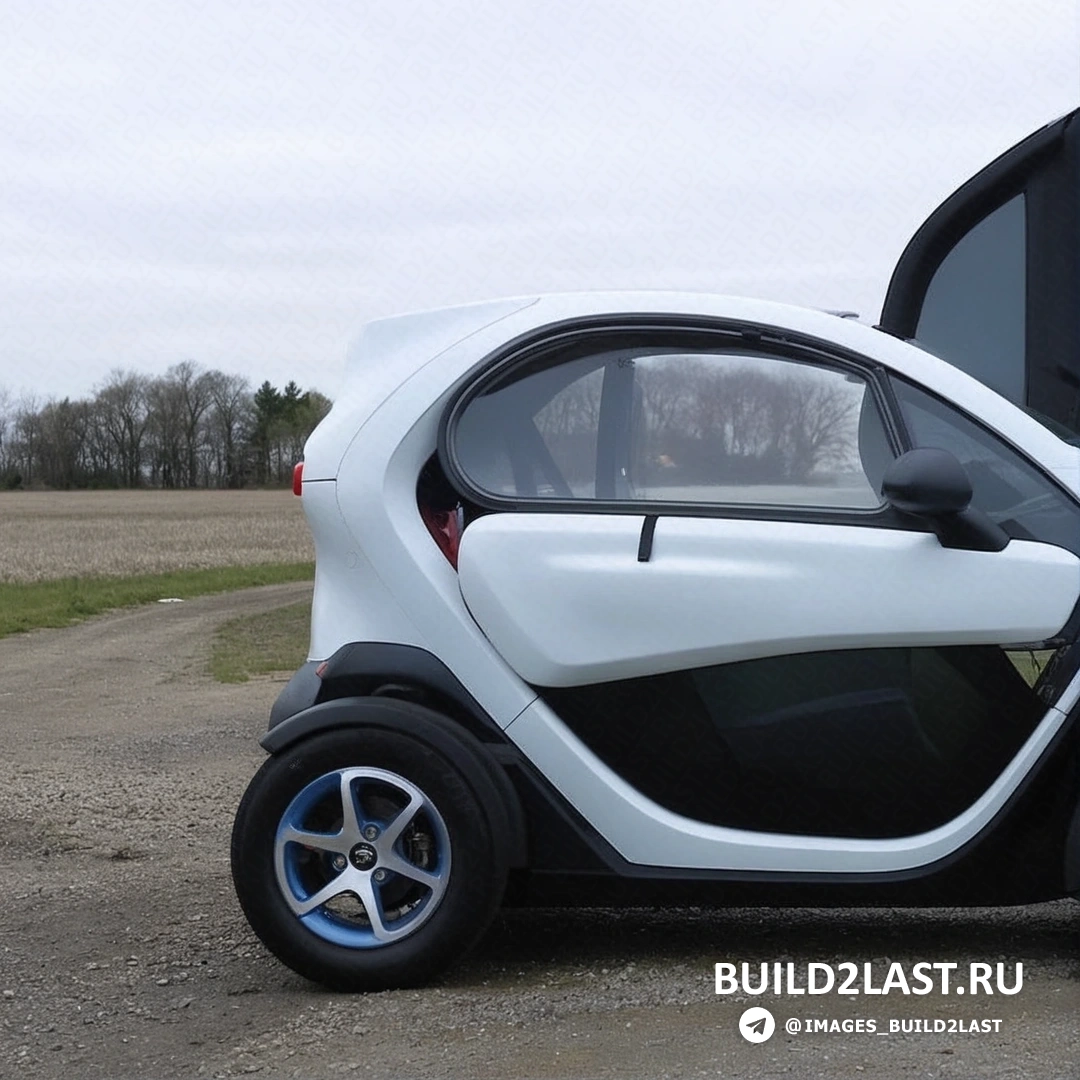 Изображение Renault Twizy в черно-белых тонах с пластиковыми поверхностями.