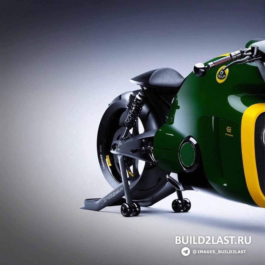 Мотоцикл Lotus C-01 в черном цвете с желтыми и зелеными акцентами, произведен в Германии.