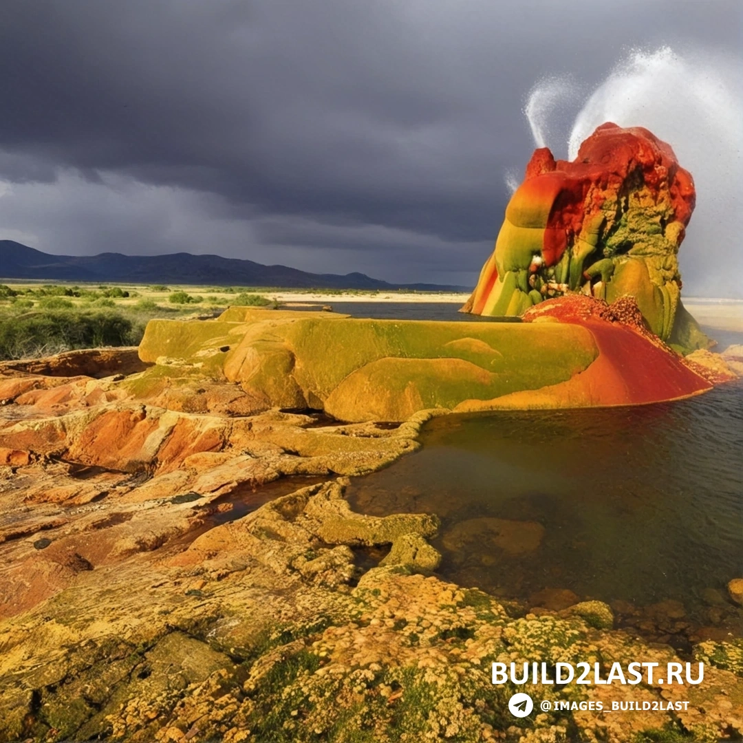 Уникальный гейзер Fly Geyser, расположенный в штате Невада, США, удивляет своей геотермальной активностью.